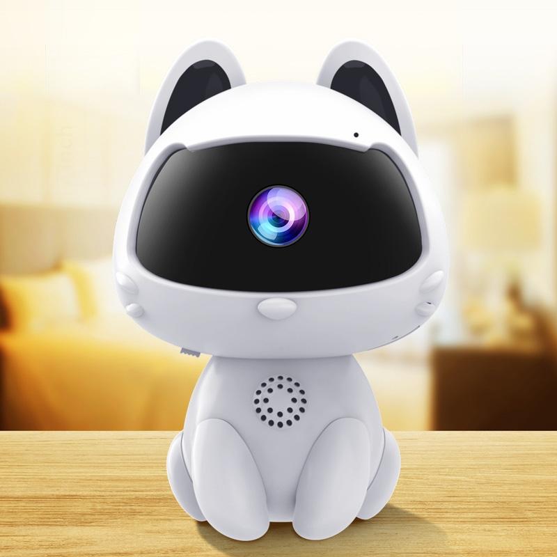Smart Home Pet Camera – Night Vision, Motion Detection, Two-Way Voice – Cute White Design for Pets