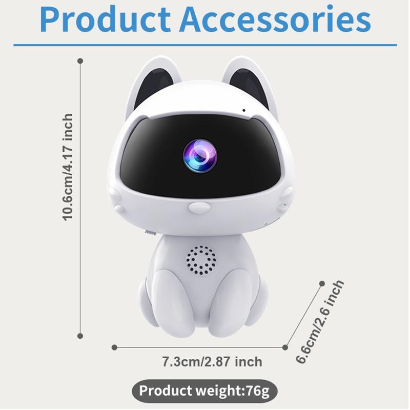 Smart Home Pet Camera – Night Vision, Motion Detection, Two-Way Voice – Cute White Design for Pets