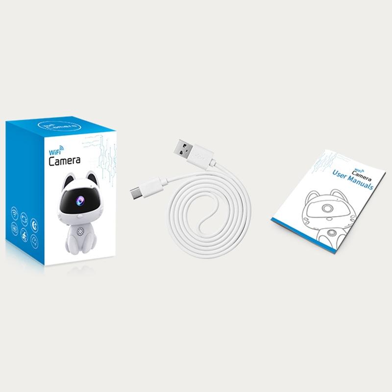Smart Home Pet Camera – Night Vision, Motion Detection, Two-Way Voice – Cute White Design for Pets