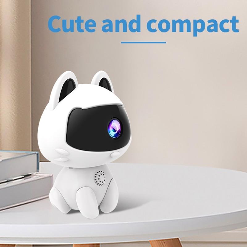Smart Home Pet Camera – Night Vision, Motion Detection, Two-Way Voice – Cute White Design for Pets