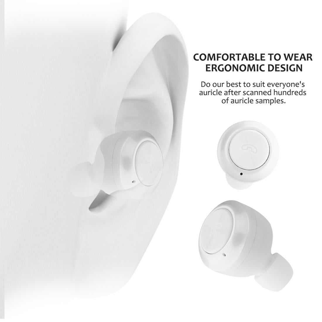 White Bluetooth 5.0 Wireless Earbuds with Magnetic Charging Case – In-Ear Noise-Isolating Design