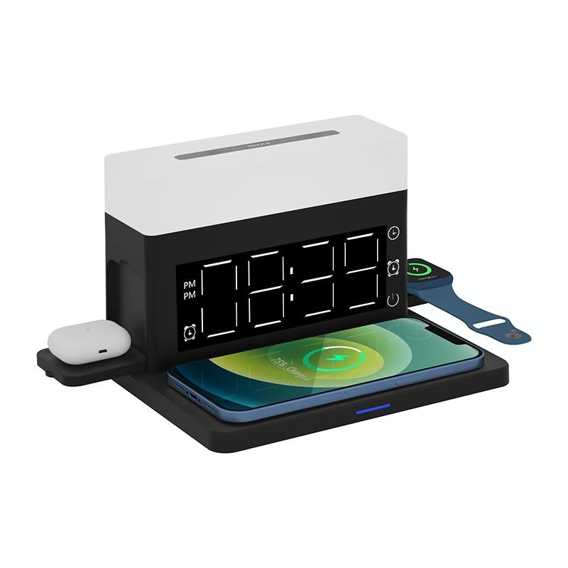 “6-in-1 Wireless Charger N65 Multifunction – White | Fast Qi Charging Station for Phone, Watch & Earbuds