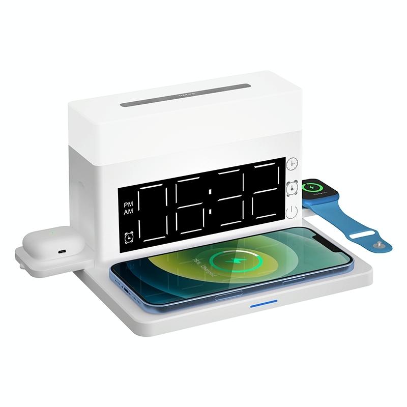 “6-in-1 Wireless Charger N65 Multifunction – White | Fast Qi Charging Station for Phone, Watch & Earbuds