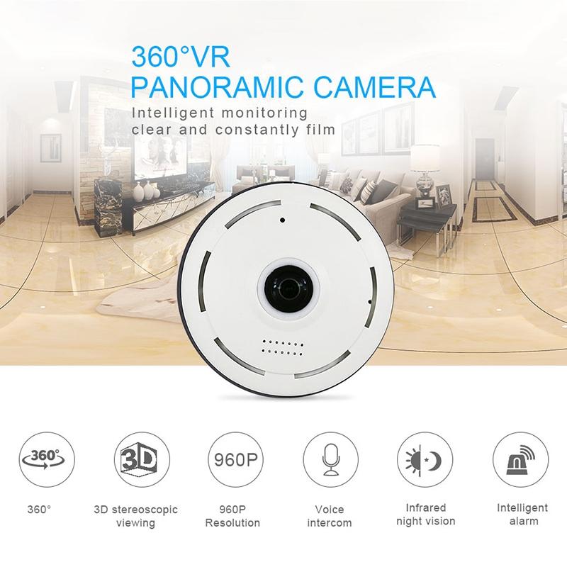 360° HD Panoramic Camera with Mobile App Control & TF Card Slot – Wireless Security Cam – White