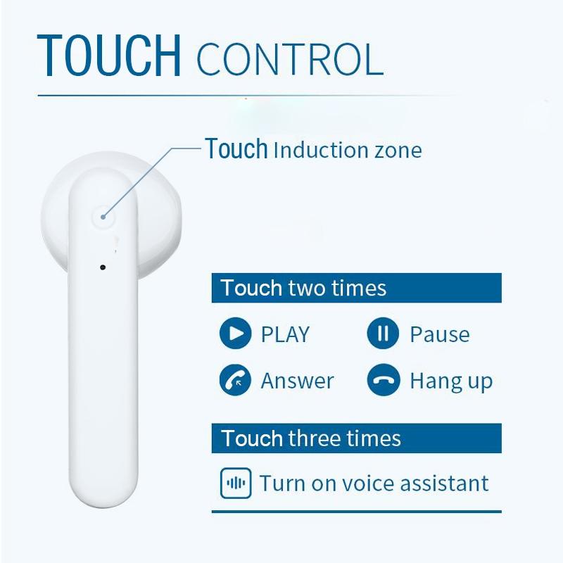 Wireless Touch Control Earphones with Magnetic Charging Box – Bluetooth 5.0 TWS In-Ear Headphones (White)