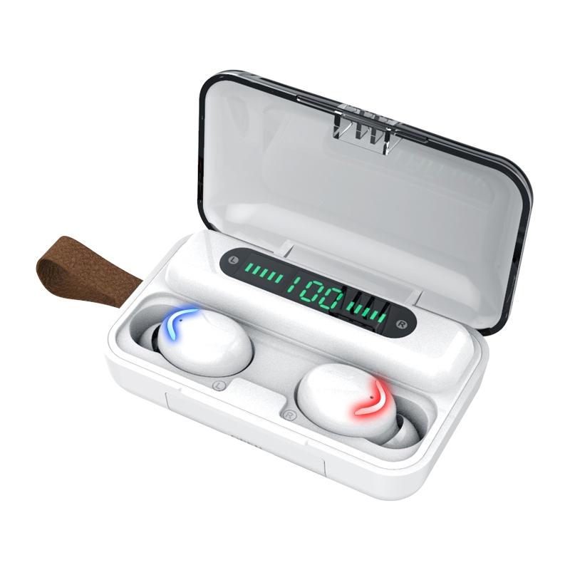Bluetooth Earphone with Noise Reduction, Breathing Light & Hand Strap – White, Wireless & Portable