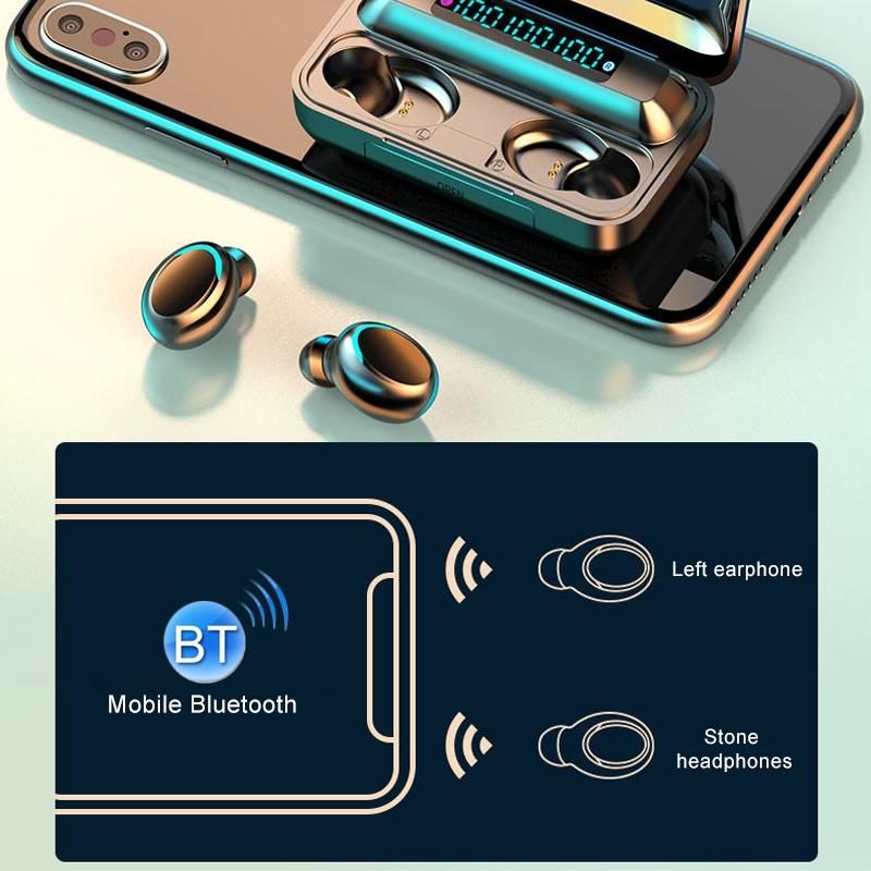 Bluetooth Earphone with Noise Reduction, Breathing Light & Hand Strap – White, Wireless & Portable