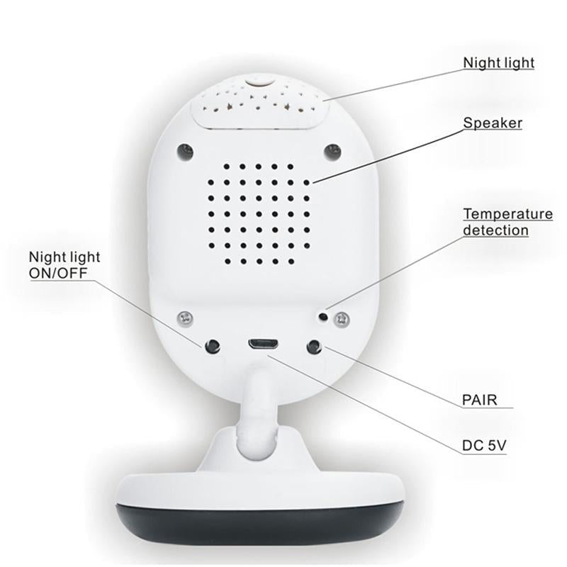 2.4GHz Wireless Baby Monitor with Night Vision, Two-Way Audio & Temperature Sensor