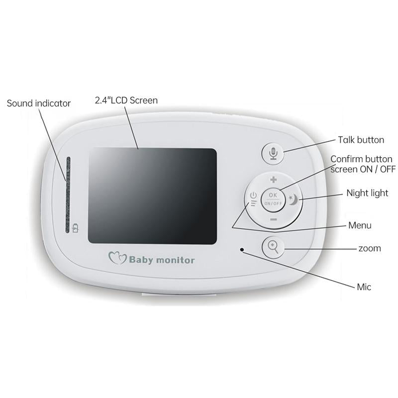 2.4GHz Wireless Baby Monitor with Night Vision, Two-Way Audio & Temperature Sensor