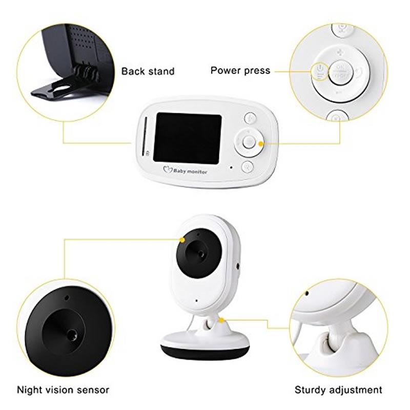 2.4GHz Wireless Baby Monitor with Night Vision, Two-Way Audio & Temperature Sensor
