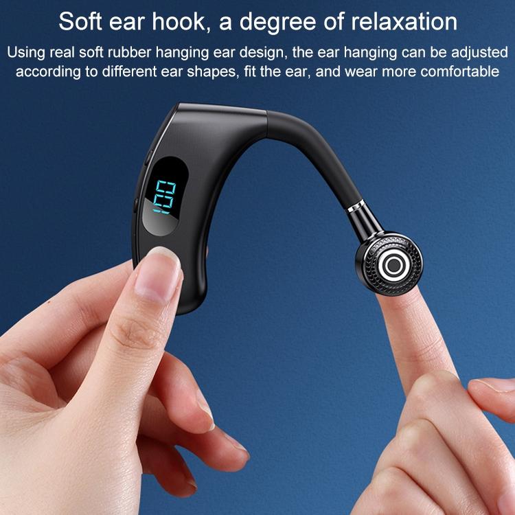 V12 Business Wireless Bluetooth 5.0 Earphones with Charging Box – Hanging Ear Style, White, Long Battery Life