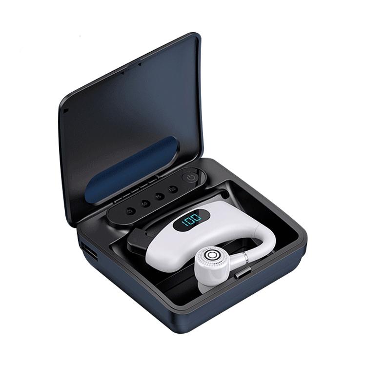 V12 Business Wireless Bluetooth 5.0 Earphones with Charging Box – Hanging Ear Style, White, Long Battery Life
