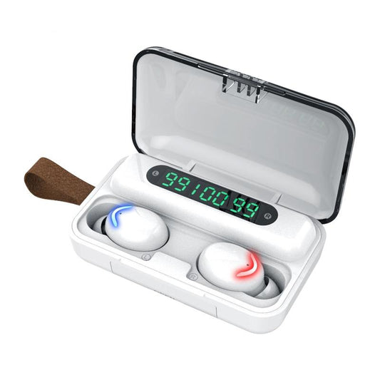 Three-Screen Bluetooth Earphone with Noise Reduction & Hand Strap – TWS Wireless Headset (White)