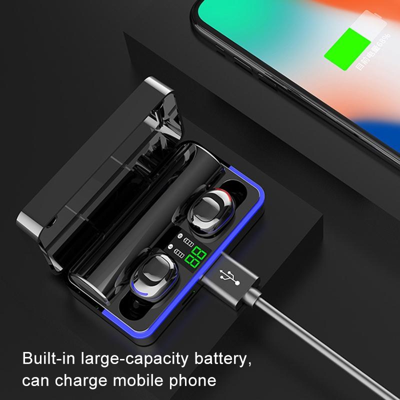 Waterproof Touch Control Wireless Bluetooth 5.0 Earphones with Charging Box – White, TWS In-Ear Earbuds with Mic