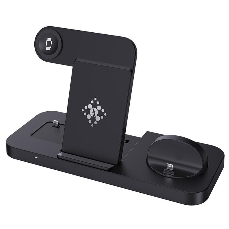 6-in-1 Foldable Vertical Wireless Charging Station – Fast Charger for Phone, Watch, Earbuds & More – White