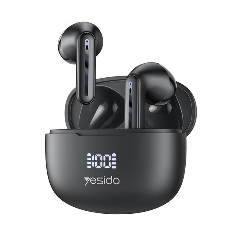 Bluetooth 5.0 Earphones with LED Display and Noise Reduction – White, Wireless In-Ear Earbuds for Clear Calls & Music