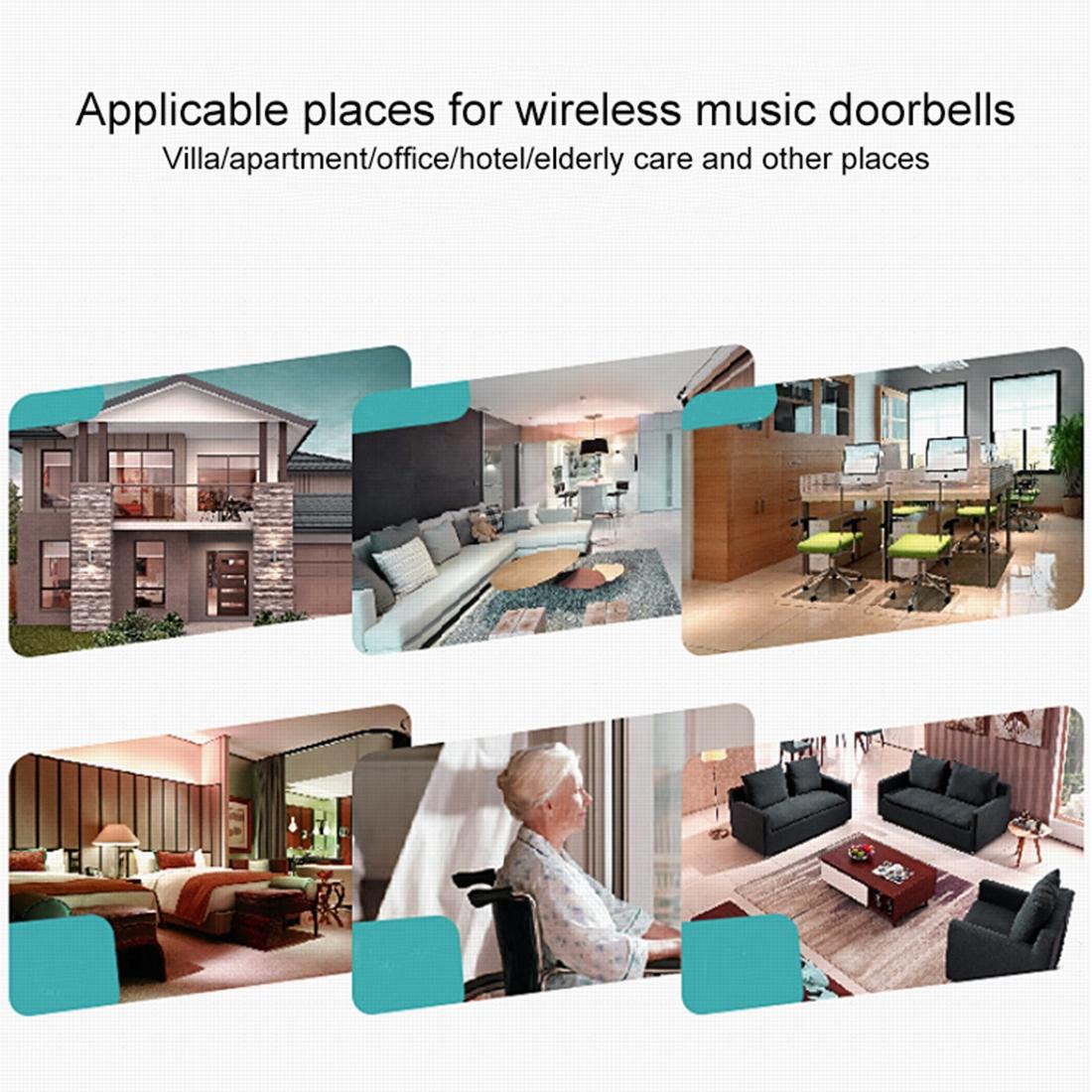 Wireless Home Doorbell with Remote Control – 38 Polyphonic Chimes, Adjustable Volume – White
