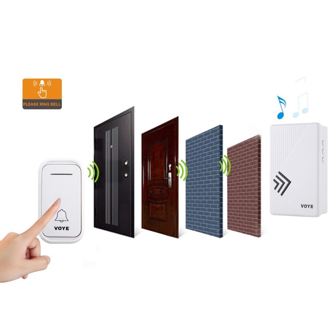 Wireless Home Doorbell with Remote Control – 38 Polyphonic Chimes, Adjustable Volume – White