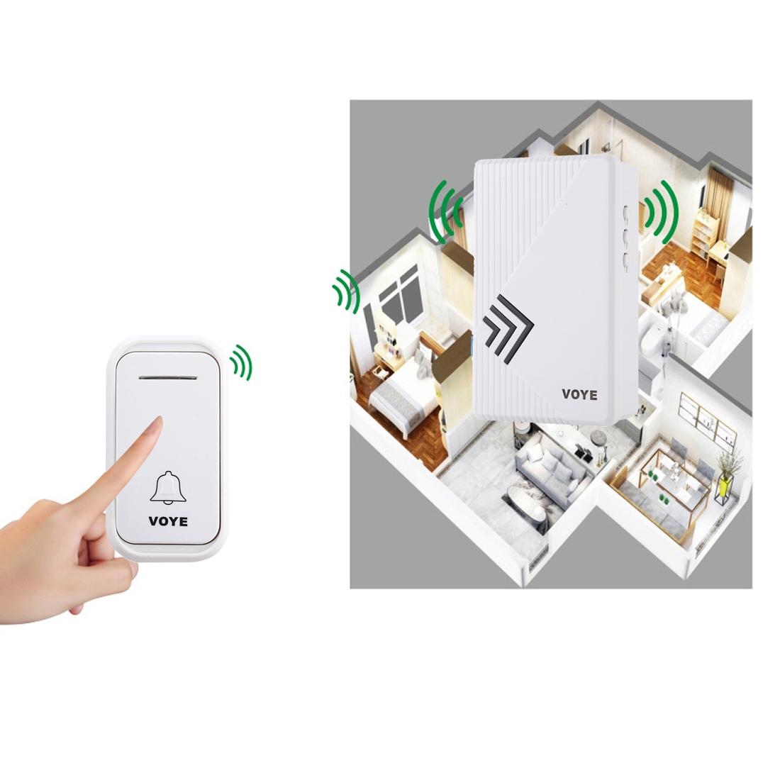 Wireless Home Doorbell with Remote Control – 38 Polyphonic Chimes, Adjustable Volume – White