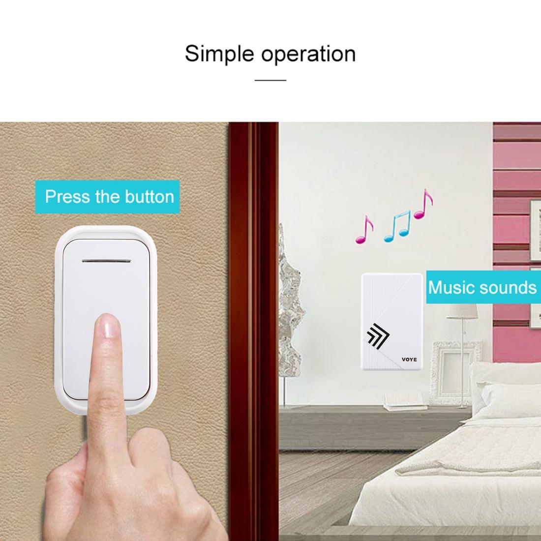 Wireless Home Doorbell with Remote Control – 38 Polyphonic Chimes, Adjustable Volume – White