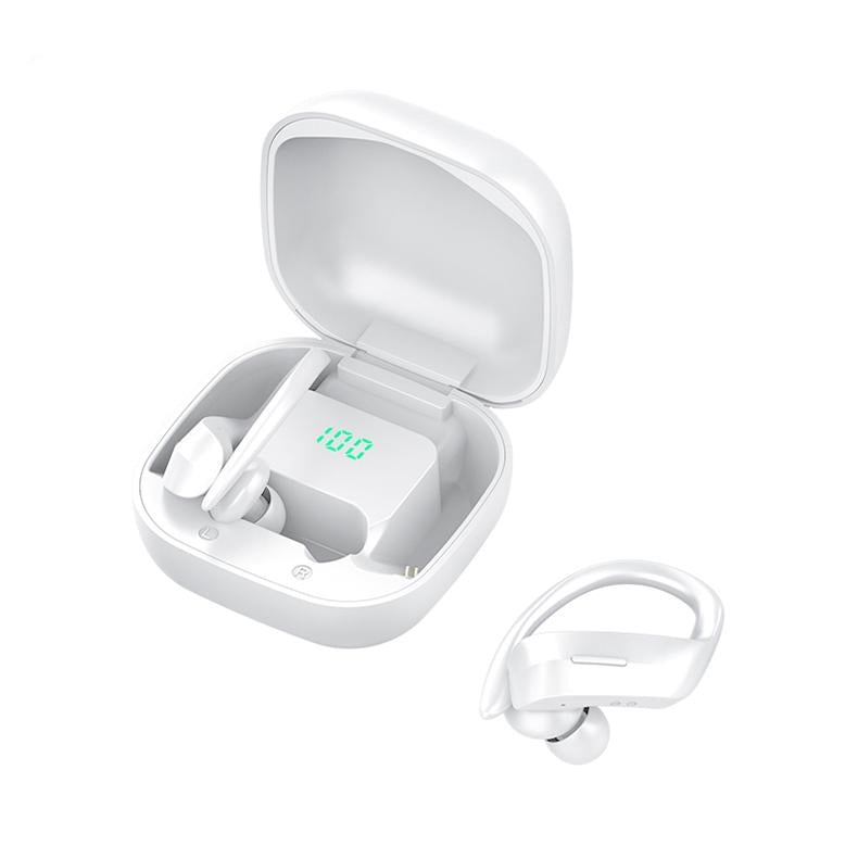 Wireless Bluetooth Earphones 258 with Charging Case & LED Digital Display – White
