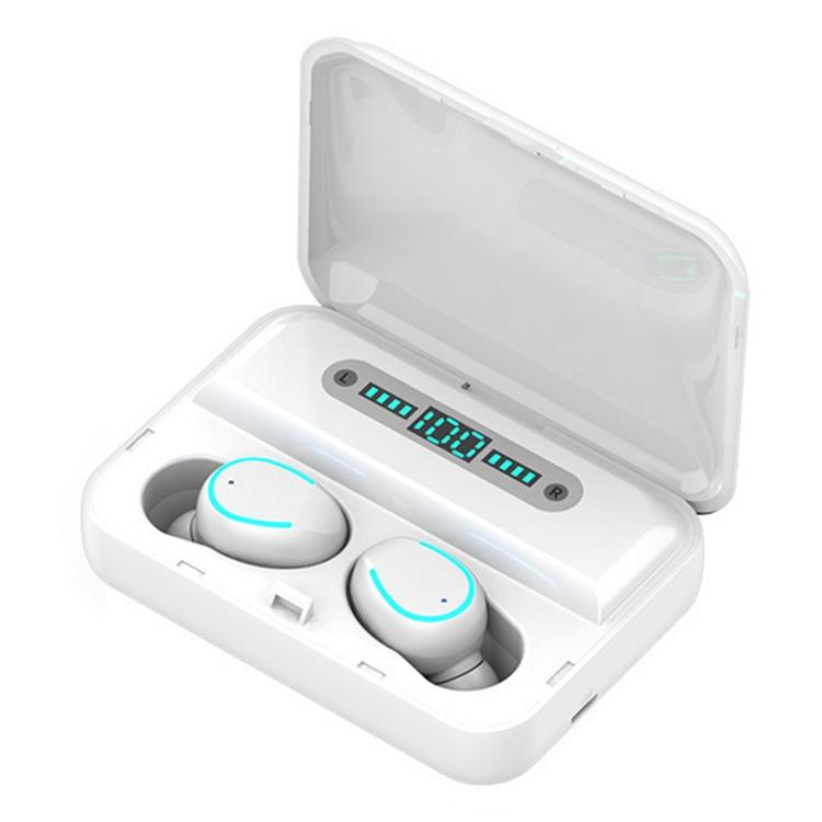 Touch Bluetooth Earphones with Noise Reduction – Breathing Light, Digital Display Charging Case, White