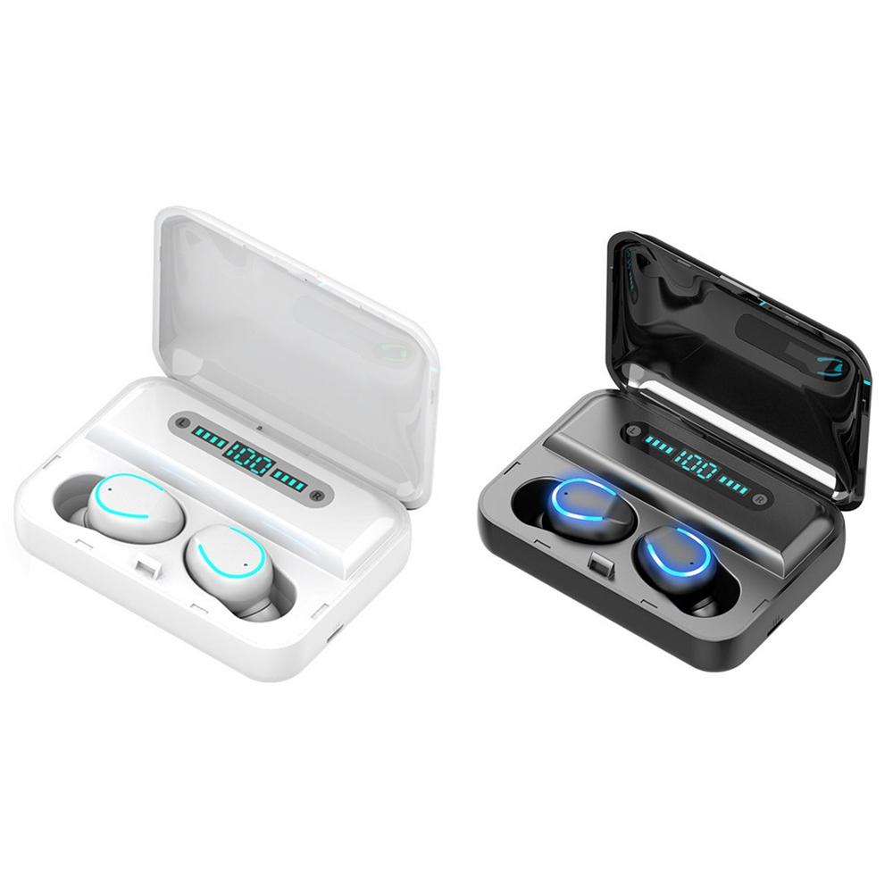 Touch Bluetooth Earphones with Noise Reduction – Breathing Light, Digital Display Charging Case, White