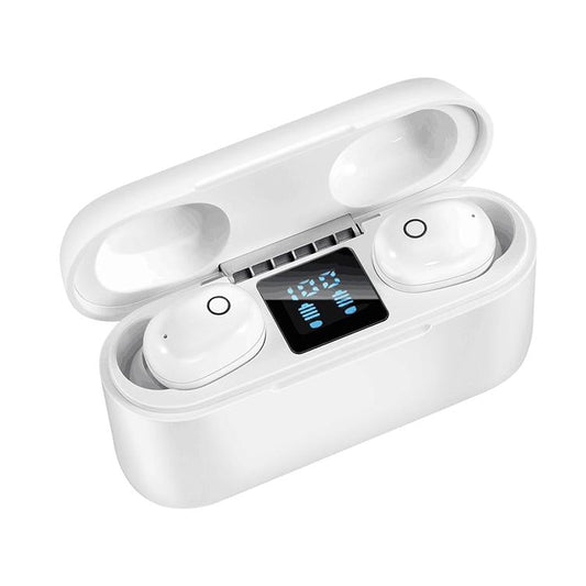 Wireless Bluetooth Headset with 2000mAh Charging Case – Touch Control, Magnetic Charging, Long Battery Life – White