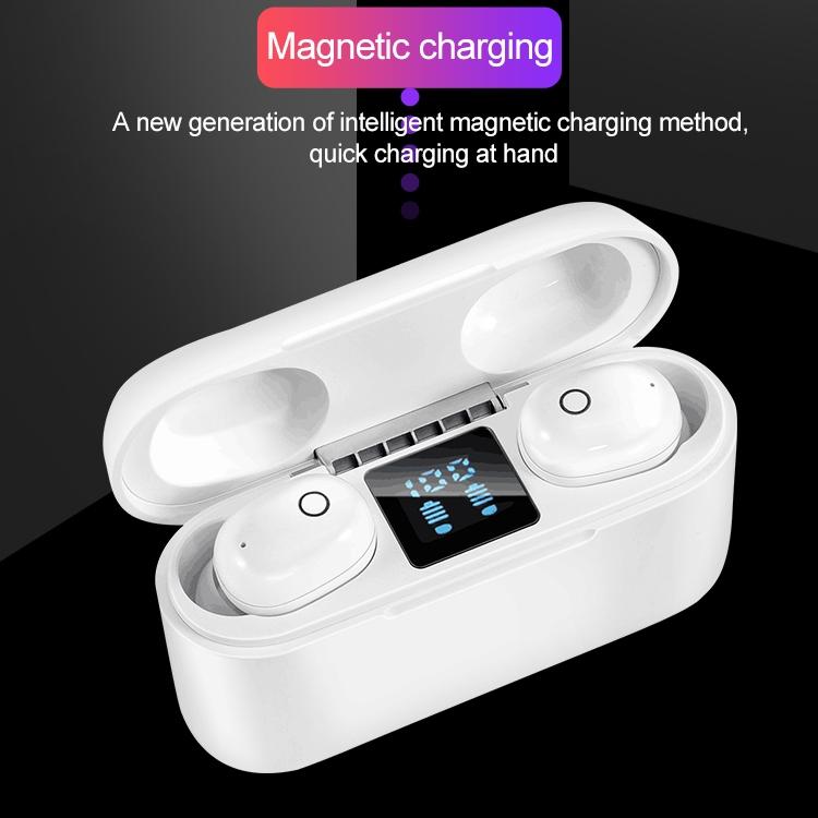 Wireless Bluetooth Headset with 2000mAh Charging Case – Touch Control, Magnetic Charging, Long Battery Life – White