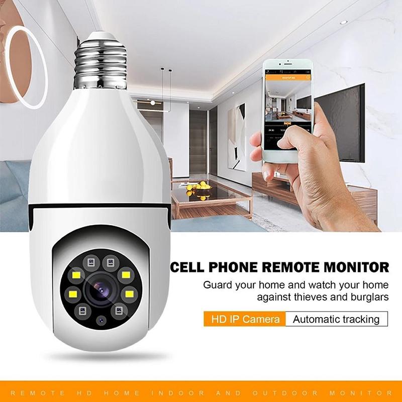 2MP 5G Dual-Band WiFi Bulb Security Camera with Two-Way Audio & Motion Detection – White