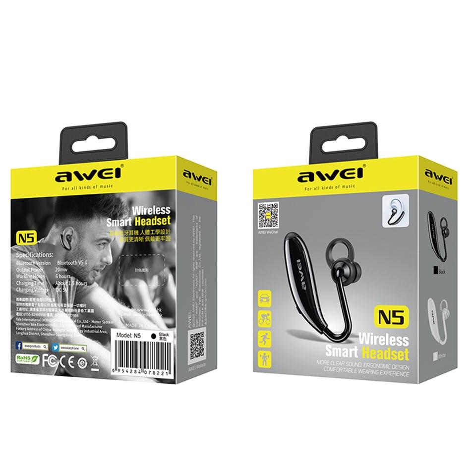 N5 Wireless Bluetooth 5.0 Headset – Clear Sound, Comfortable Fit, Long Battery Life – White