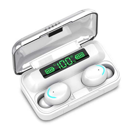 Bluetooth Earphones with Noise Reduction, LED Display, and Magnetic Charging Case – Black (Model: IP6D1057W)"