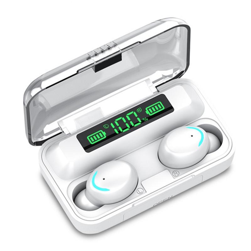 Bluetooth Earphones with Noise Reduction, LED Display, and Magnetic Charging Case – Black (Model: IP6D1057W)"