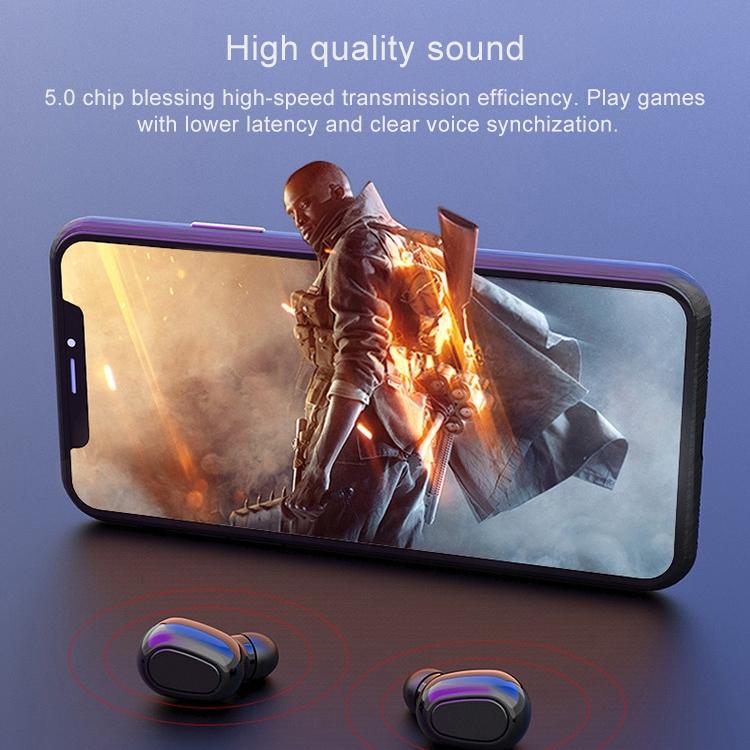 Wireless Bluetooth 5.0 Earphones with 9D Stereo Sound & Charging Case – White