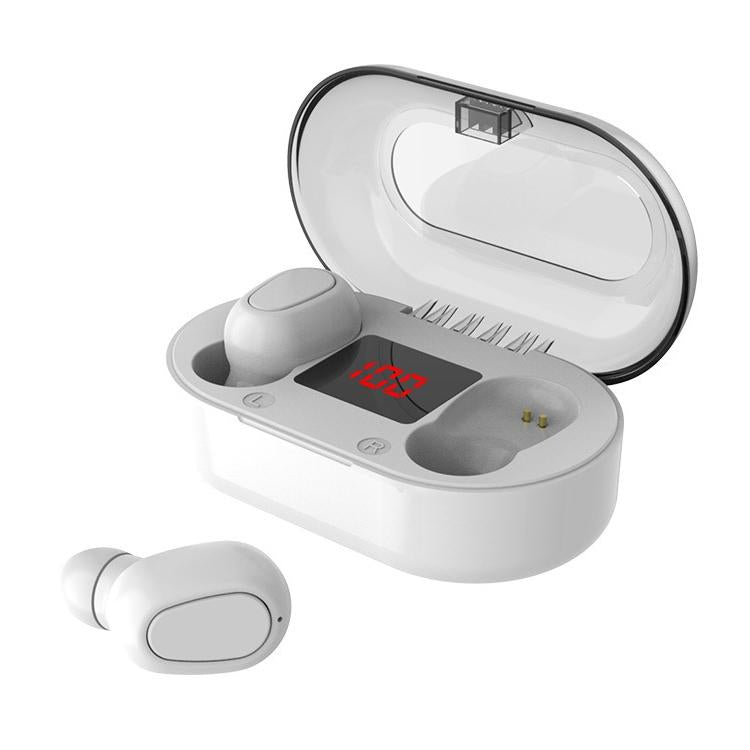 Wireless Bluetooth 5.0 Earphones with 9D Stereo Sound & Charging Case – White