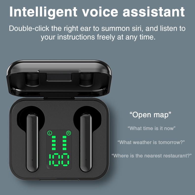 Wireless Bluetooth Earphones with Charging Case & LED Battery Display | True Wireless Stereo Earbuds