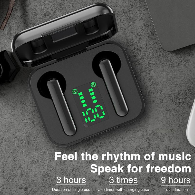 Wireless Bluetooth Earphones with Charging Case & LED Battery Display | True Wireless Stereo Earbuds