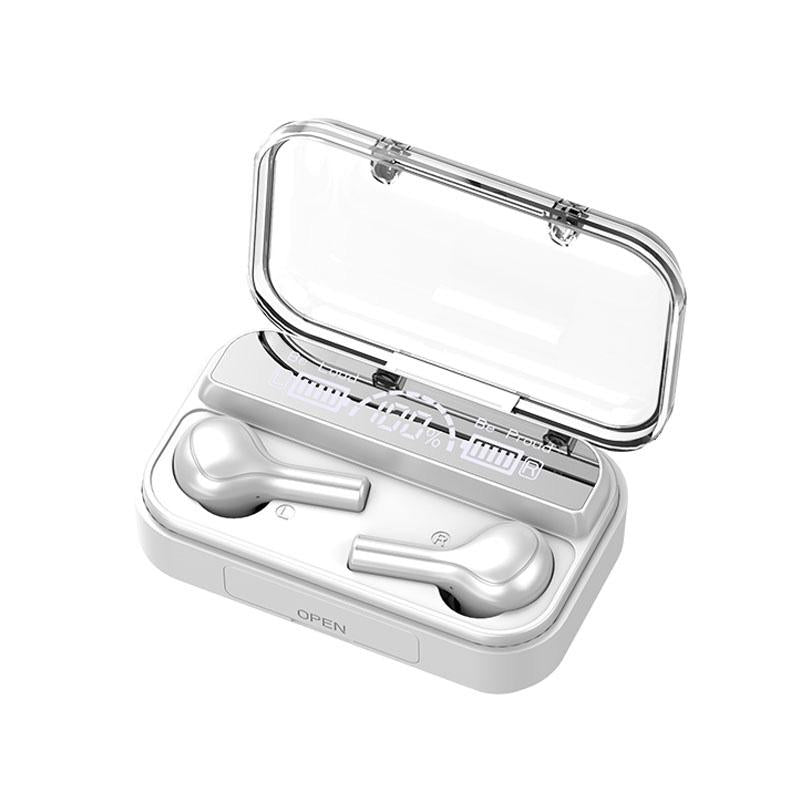 Touch Control Bluetooth Earphones – Wireless TWS Earbuds with Noise Cancellation & Charging Box – White