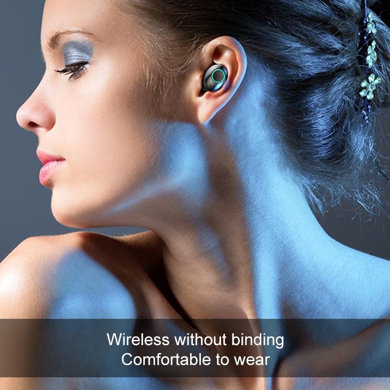 M7 TWS V5.0 Wireless Bluetooth Headset – Stereo Sound, Charging Case with LED Digital Display – White