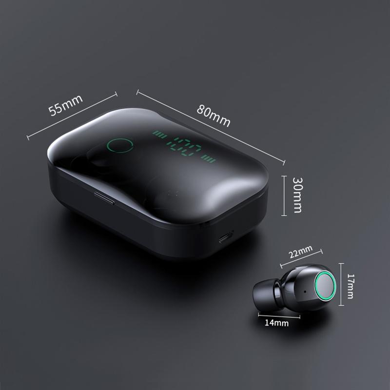 M7 TWS V5.0 Wireless Bluetooth Headset – Stereo Sound, Charging Case with LED Digital Display – White