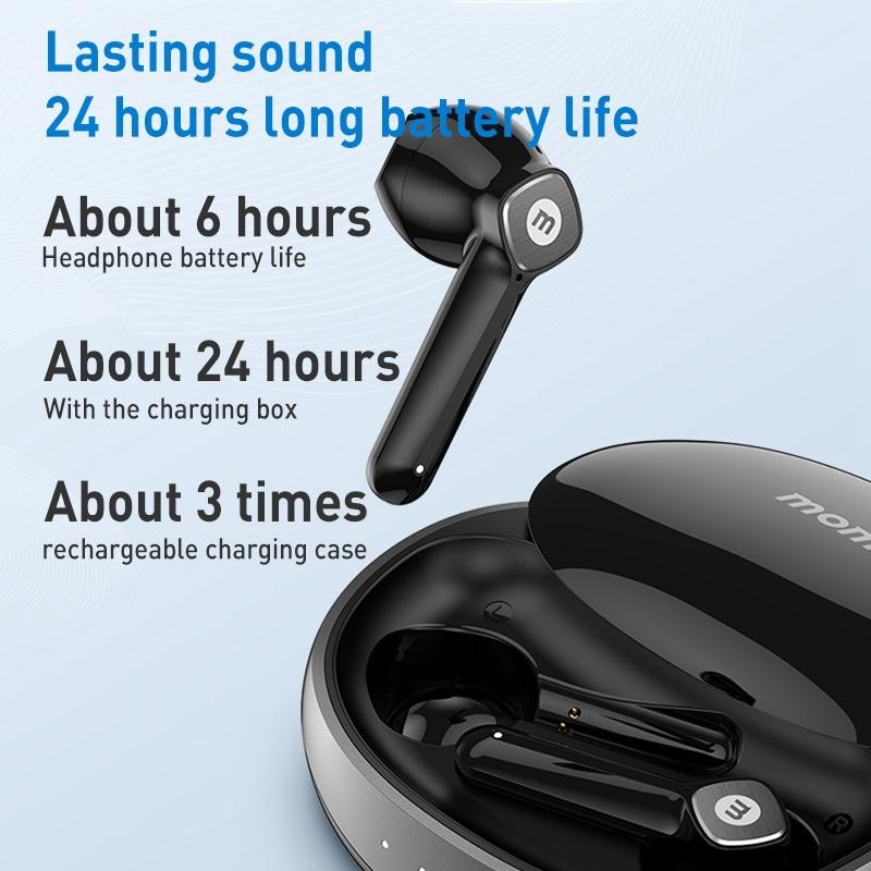 Lite3 True Wireless Noise-Cancelling Earphones – Compact Small Shell Design, White, In-Ear TWS Bluetooth Earbuds