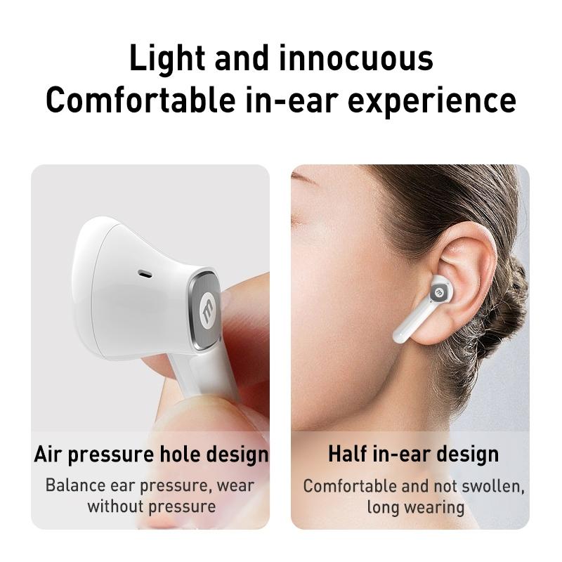 Lite3 True Wireless Noise-Cancelling Earphones – Compact Small Shell Design, White, In-Ear TWS Bluetooth Earbuds