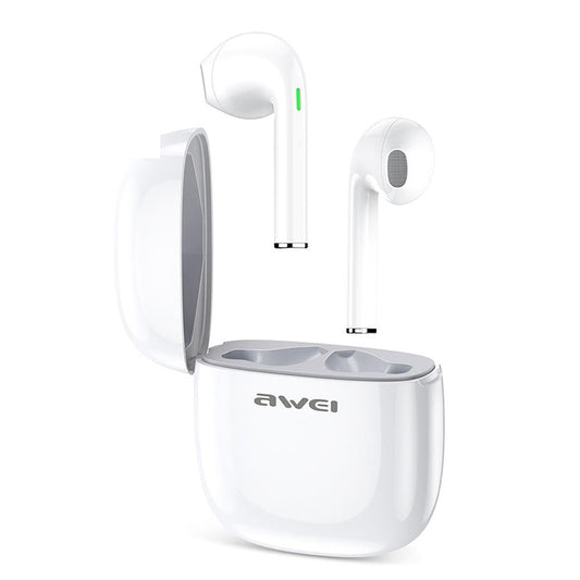T28 Wireless Sports TWS Headset – White, Bluetooth 5.0, Charging Case, Sweatproof, Clear Sound, Secure Fit