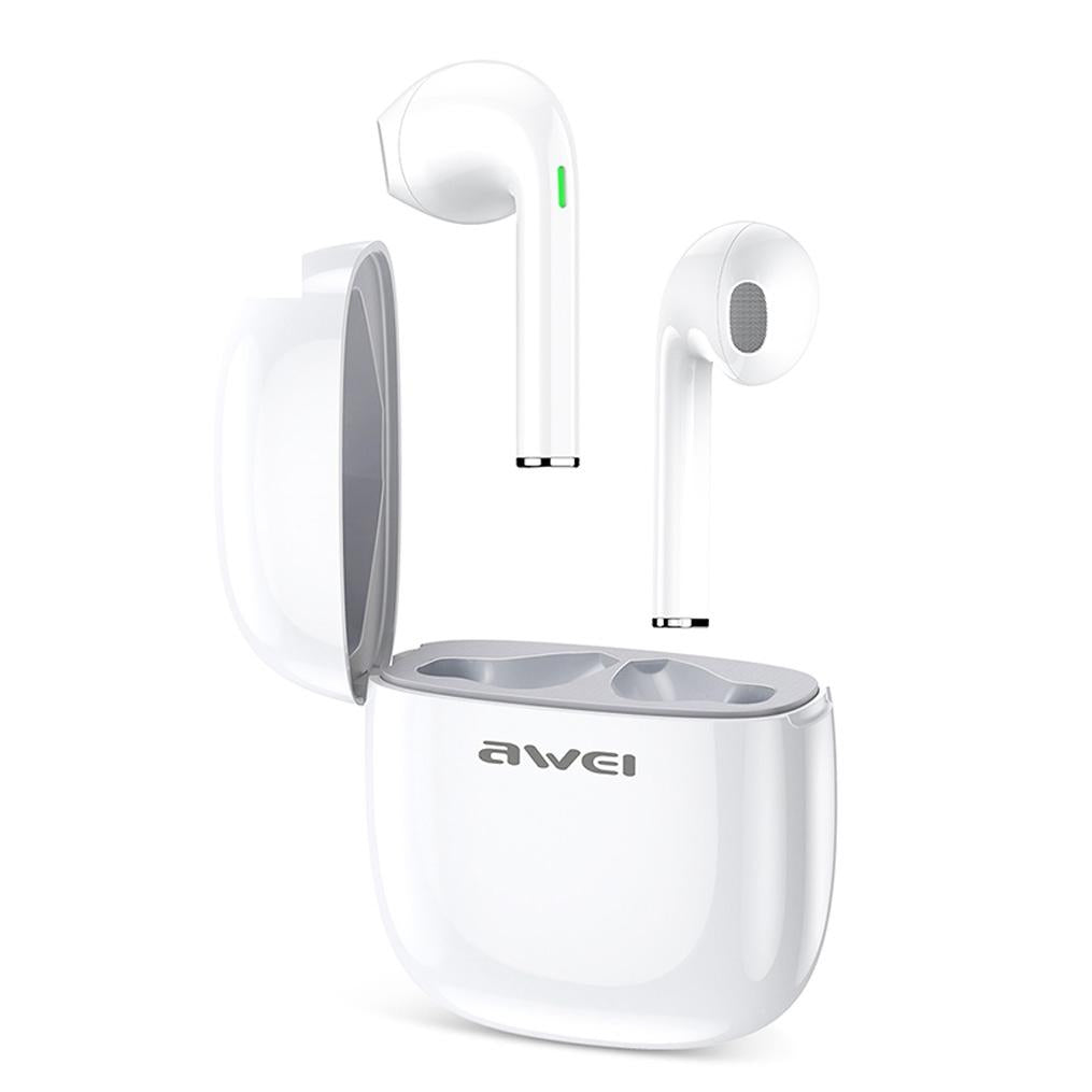 T28 Wireless Sports TWS Headset – White, Bluetooth 5.0, Charging Case, Sweatproof, Clear Sound, Secure Fit