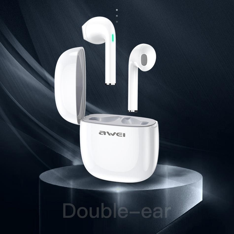T28 Wireless Sports TWS Headset – White, Bluetooth 5.0, Charging Case, Sweatproof, Clear Sound, Secure Fit