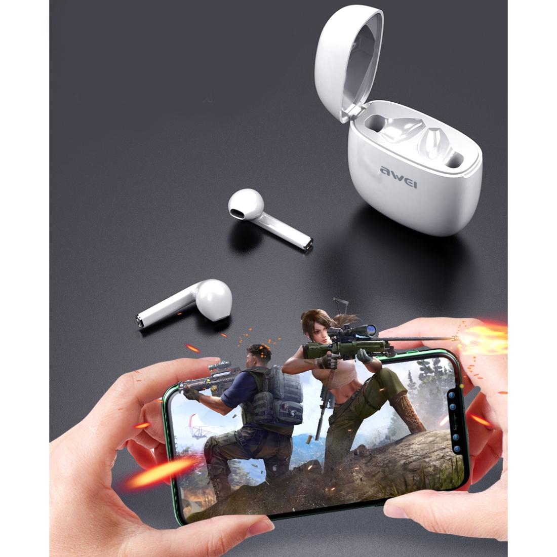 T28 Wireless Sports TWS Headset – White, Bluetooth 5.0, Charging Case, Sweatproof, Clear Sound, Secure Fit