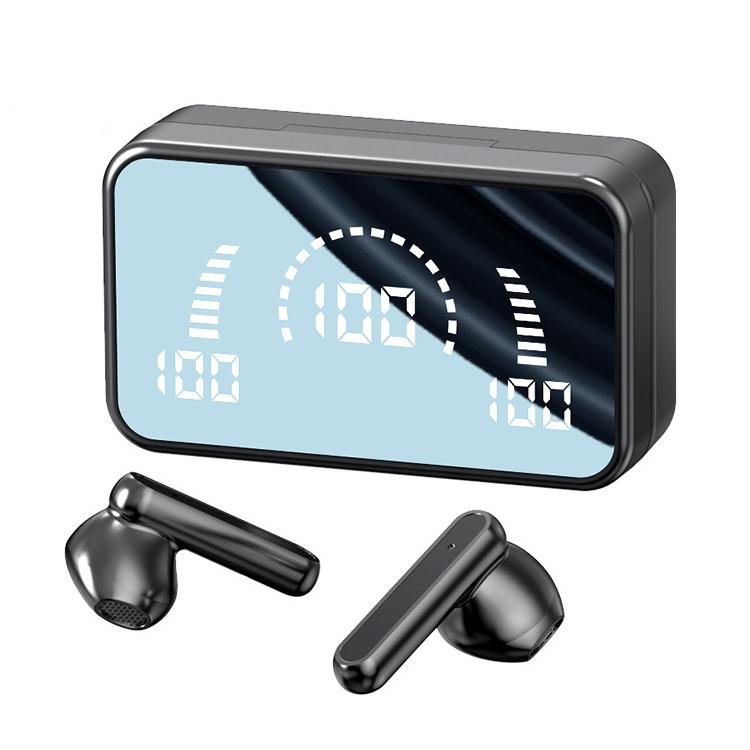 V9 Mirror Noodle Wireless Bluetooth Earphones with Charging Case – True Wireless, White