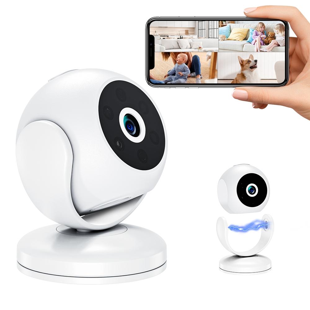 Portable Mini 4K HD Security Camera – Night Vision, White, Compact Home Surveillance