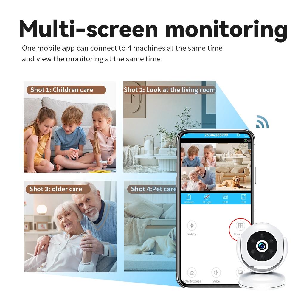 Portable Mini 4K HD Security Camera – Night Vision, White, Compact Home Surveillance