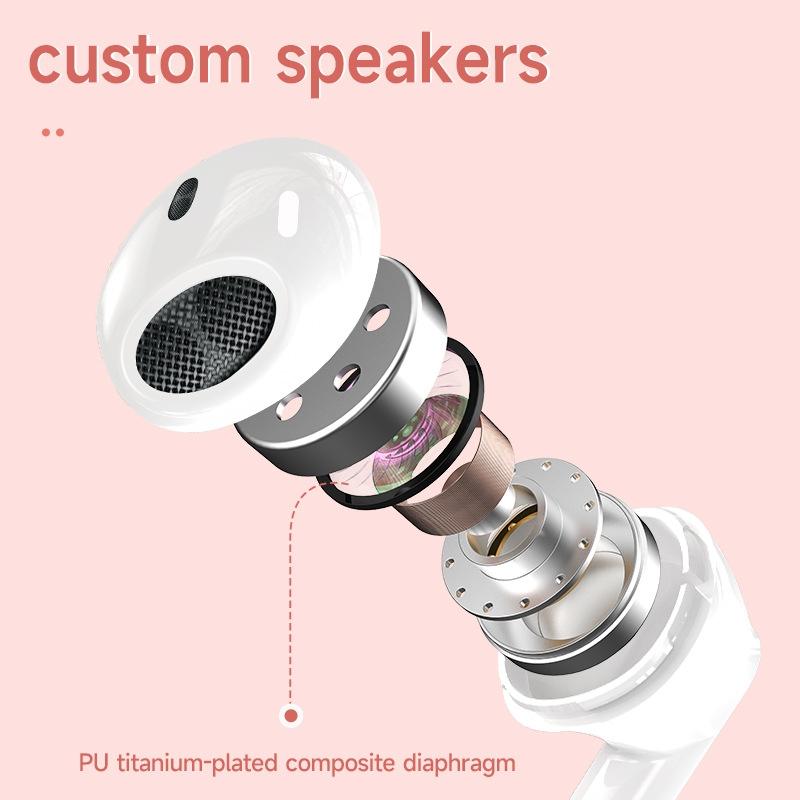 Wireless HiFi Stereo Earphones with Charging Case and Built-in Make-up Mirror – White